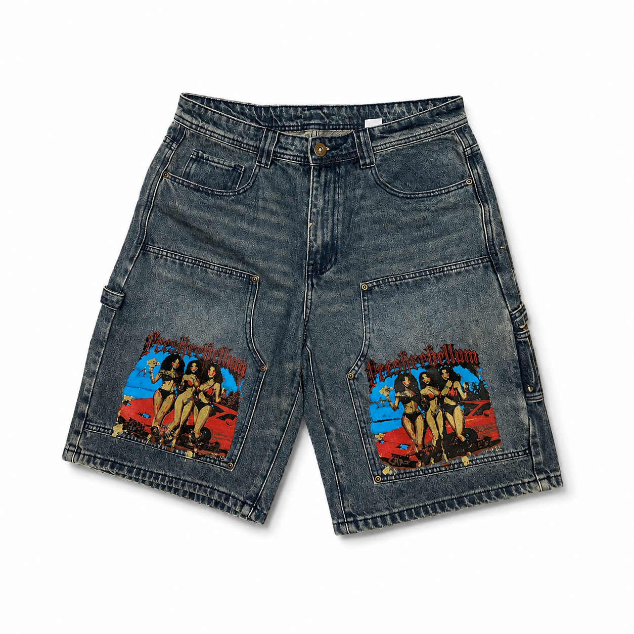 FRESHREBELLUM GIRL CLUB DENIM SHORTS